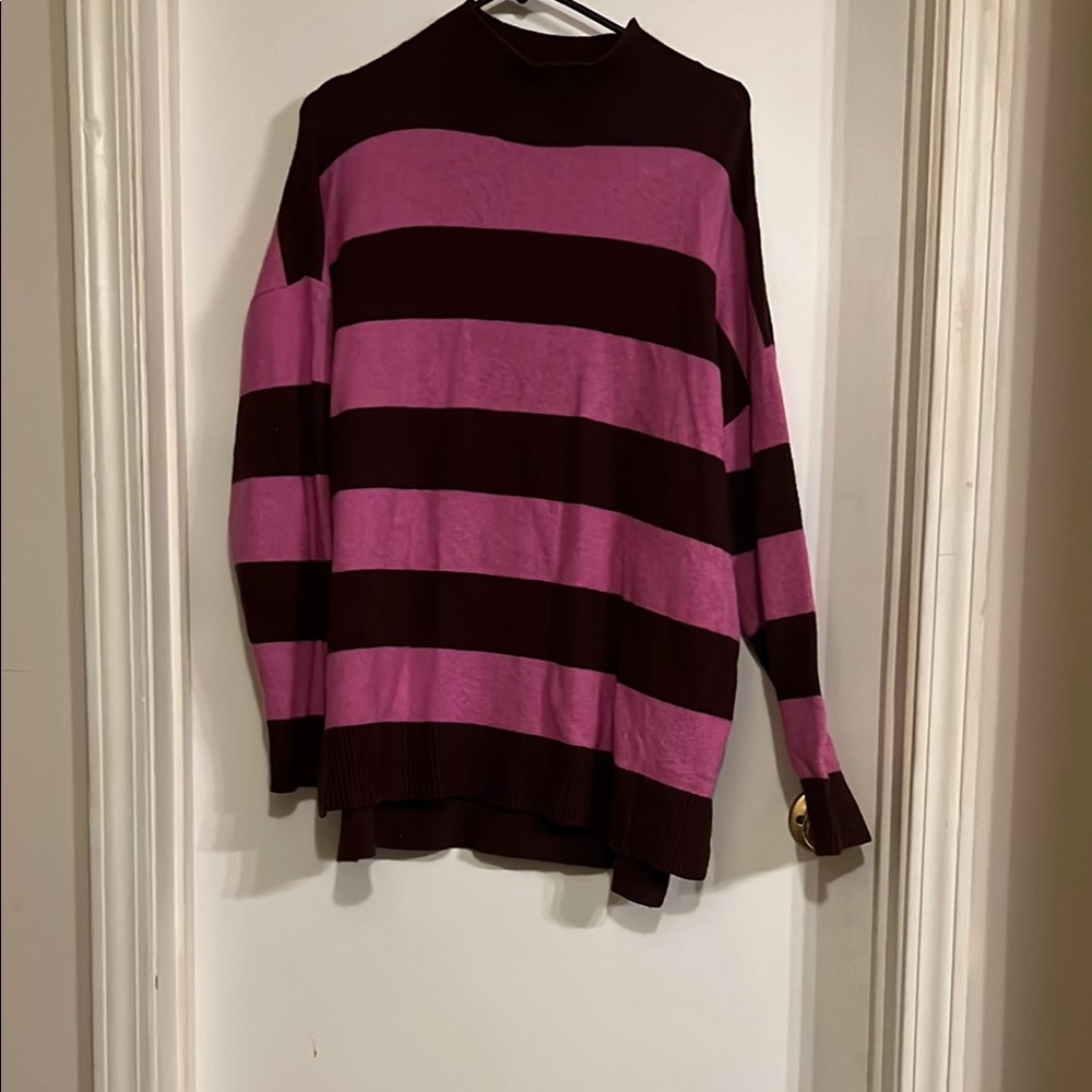 LOFT Pink and Brown Turtleneck Sweater